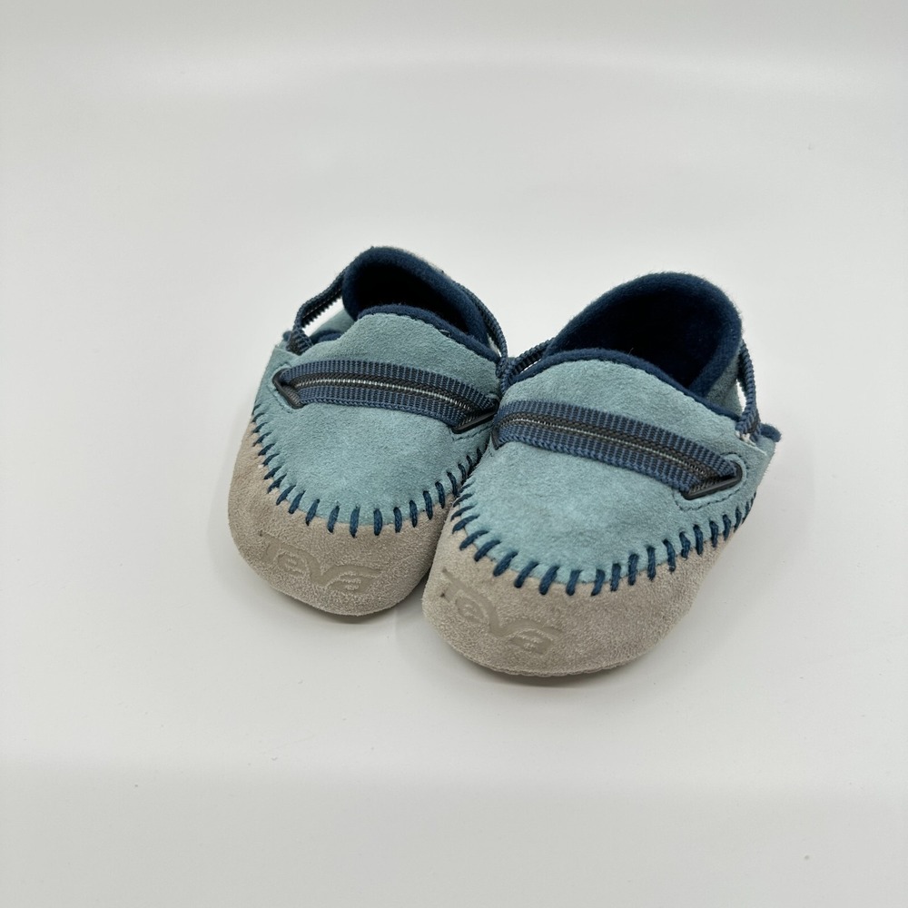 Teva Booties Baby Small Blue Adjustable Soft Sole Suede Logan Slippers Camping